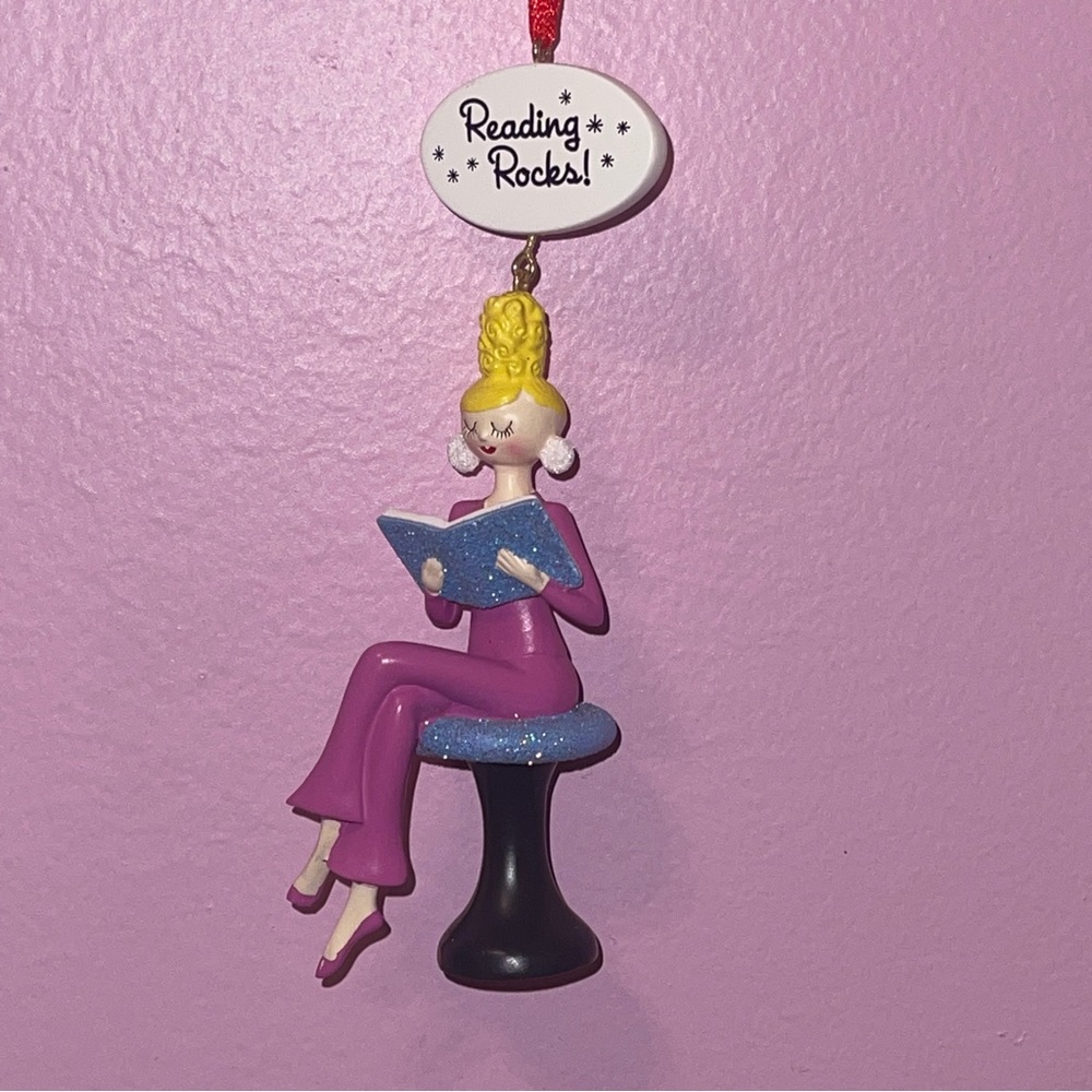 Rare reading rocks hallmark teacher holiday christmas tree ornament vintage book